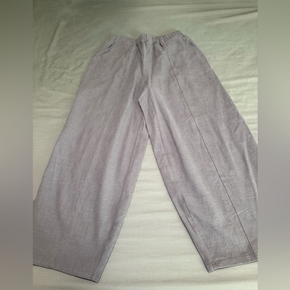 IXIMO Gray Wide-Leg Pants size large linen cotton blend - Picture 1 of 10